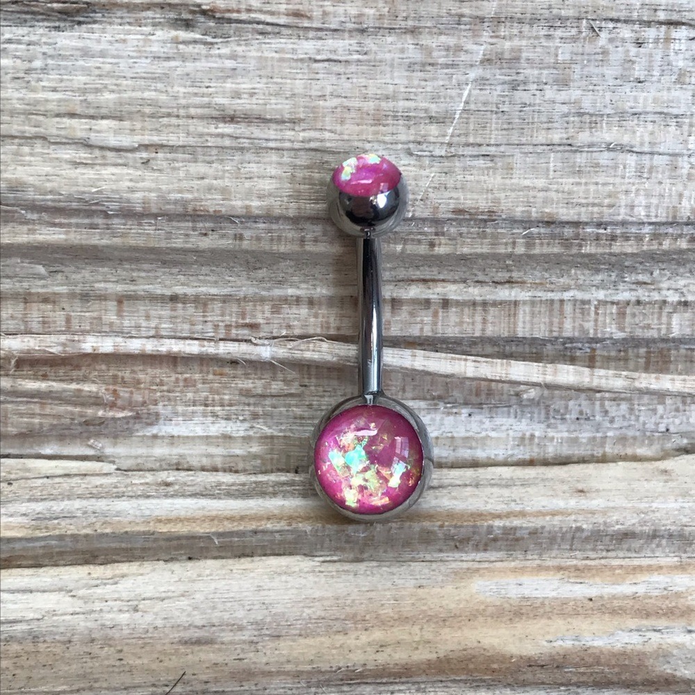 Pink Opal‎ Belly Button Ring